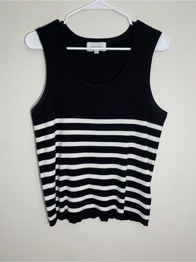 Dear John Black & White Striped Ribbed Tank Top Large